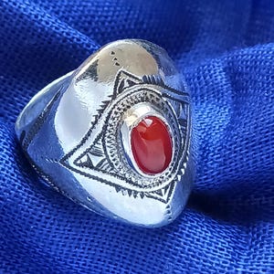 Tuareg ring in solid silver - Handmade jewelry - traditional Tuareg artisanal jewelry, size FR 59