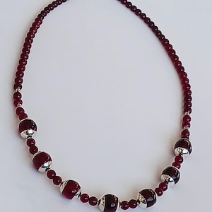 Tuareg necklace in chiseled silver and pearls