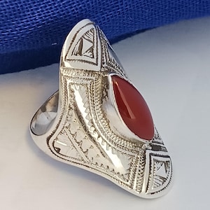 Tuareg ring in solid silver - Traditional Tuareg jewelry, handmade - adjustable ring, unisex - Size FR 59