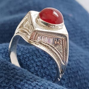 Tuareg ring in solid silver - Handmade jewelry - traditional Tuareg artisanal jewelry, size FR 59