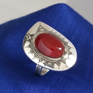 Tuareg ring in solid silver - traditional Tuareg jewelry, handmade - Size FR 59