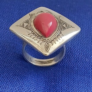 Tuareg ring in solid silver - traditional Tuareg jewelry, handmade - Size FR 59