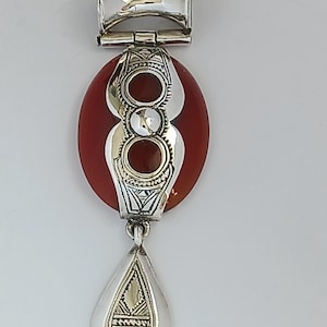 Tuareg necklace in solid silver and agate stone - Traditional handmade Tuareg jewelry