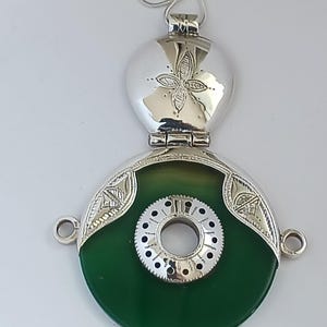 Tuareg necklace in solid silver and agate stone - Traditional handmade Tuareg jewelry