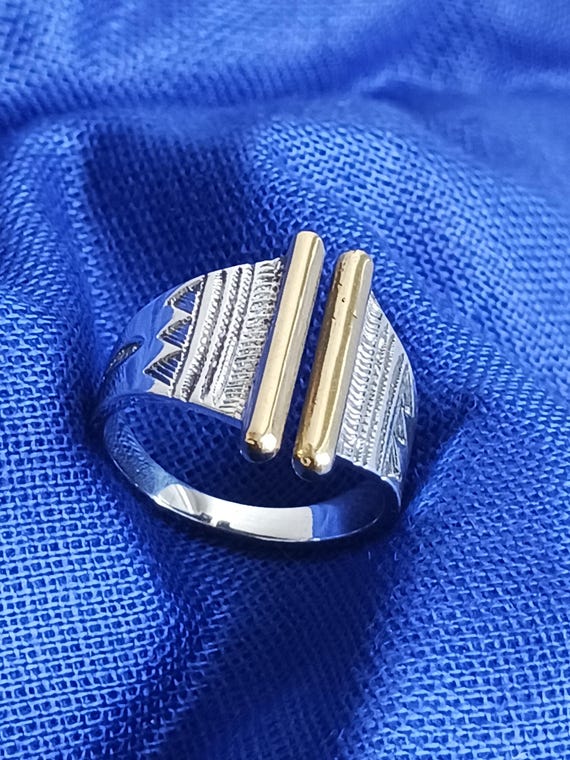 トゥアレグ族の純銀製リング - 調節可能なオープンリング