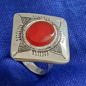 Tuareg ring in solid silver - traditional Tuareg jewelry, handmade - Size FR 59