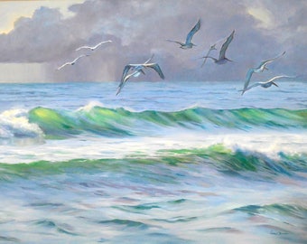 Seascape Painting, Storm's Coming, Giclee Print on Stretched Canvas from Original Oil Painting