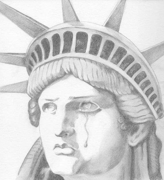 Art The Statue of Liberty Crying 18x24 pencil drawing Art ...