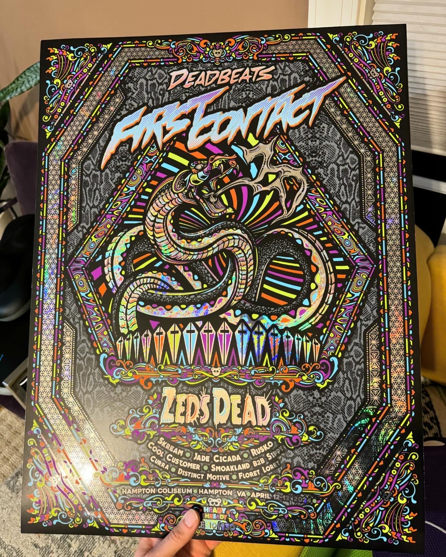 Zeds Dead First Contact Screen Printed Holographic Lineup Poster