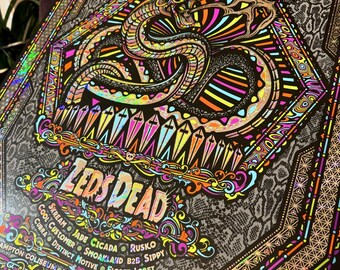 Zeds Dead First Contact Screen Printed Holographic Lineup Poster
