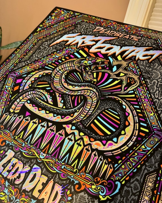 Zeds Dead First Contact Screen Printed Holographic Lineup Poster