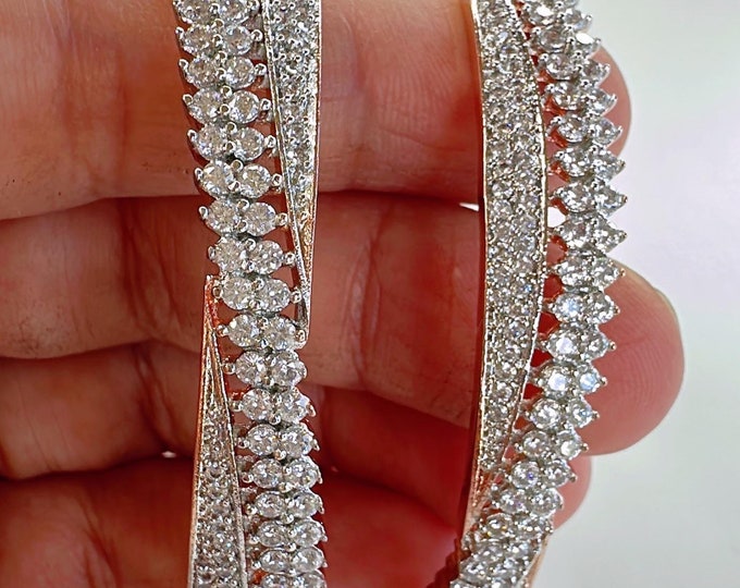 Rose gold Silver American diamond  bangle/ Cz stone rose gold kada bangle /Rose gold bracelet/indian bangles/Indian Jewelry /bridal jewelry