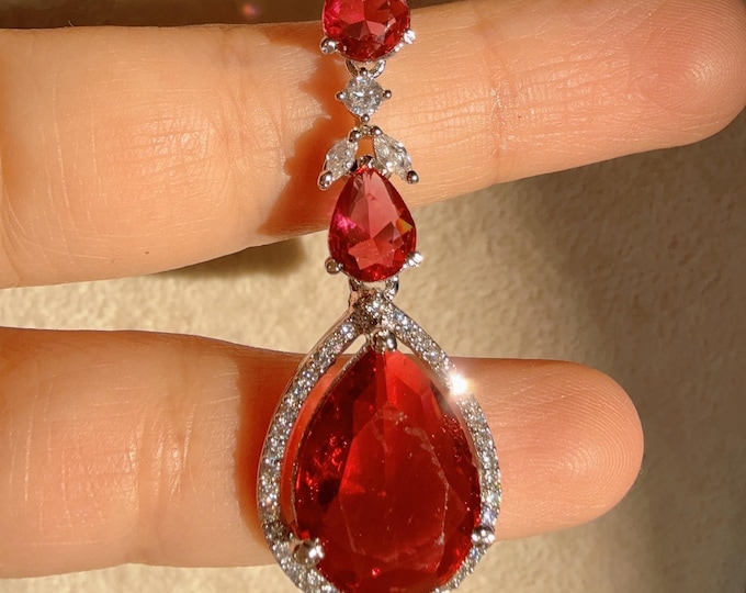 Diamond Rhodium silver  Ruby Maang tikka/ Indian Wedding Jewelry/ Matha patti/ Indian forehead jewelry Diamond Tikka Indian Jewelry