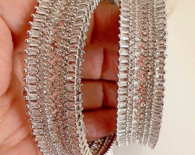 Rhodium Finish  American diamond bangle/ Cz stone Silver diamond Indian bangles/Indian Jewelry /bridal jewelry/Cubic zirconia bangles Kada