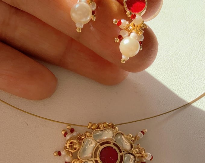 Jadau kemp stone Invisible choker Necklace/Kundan Jadau Invisible Necklace /Kundan Jadau Invisible Necklace Delicate kundan choker/