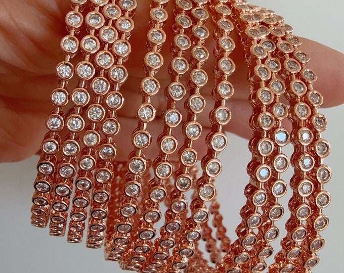 Cubic zirconia bangles set of 12/ Indian CZ Bangles/ Rose gold diamond  Bangle Set/Set of 12 Rose American Diamond CZ Bangles/Bridal Bangles