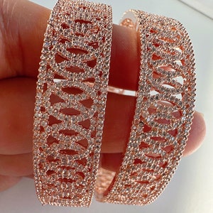 Rose Gold Amerikanischer Diamant Armreif / indische Armreifen / indischer Schmuck / Diamantarmband Kada