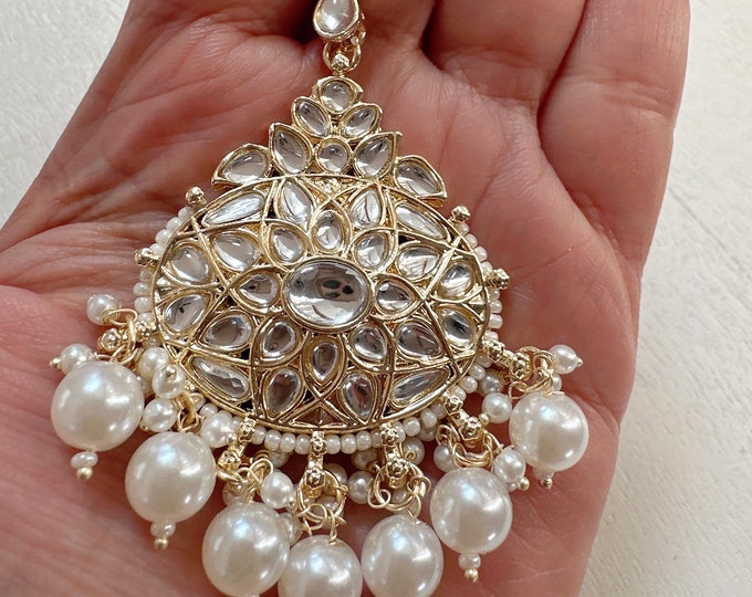 Chand Maang tikka/ Kundan Tikka/ Indian Jewelry/ Indian Wedding Jewelry/ Pakistani Jewelry/Indian forehead jewelry/ Jhoomer/ Matha patti/