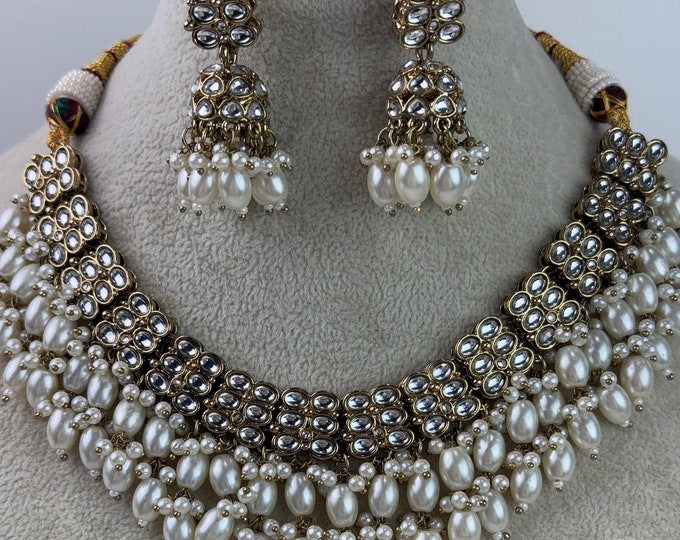 Petite Size Antique Polki Kundan choker Set/Kundan Mint pink  Choker/bridal necklace/Indian wedding jewelry/Bridal necklace