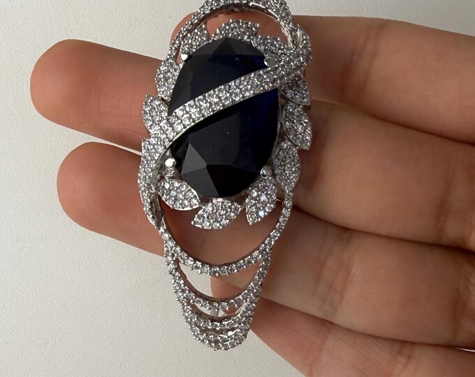 American diamond silver sapphire  bracelet bangle/Cz stone  diamond Indian bangles/Indian Jewelry /bridal jewelry/Cubic zirconia Kada