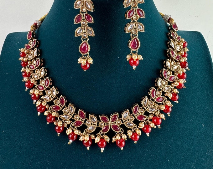 Antique Polki Ruby Kundan necklace/Wedding necklace/Bridal necklace/Indian necklace/Indian jewelry/Bridesmaid's