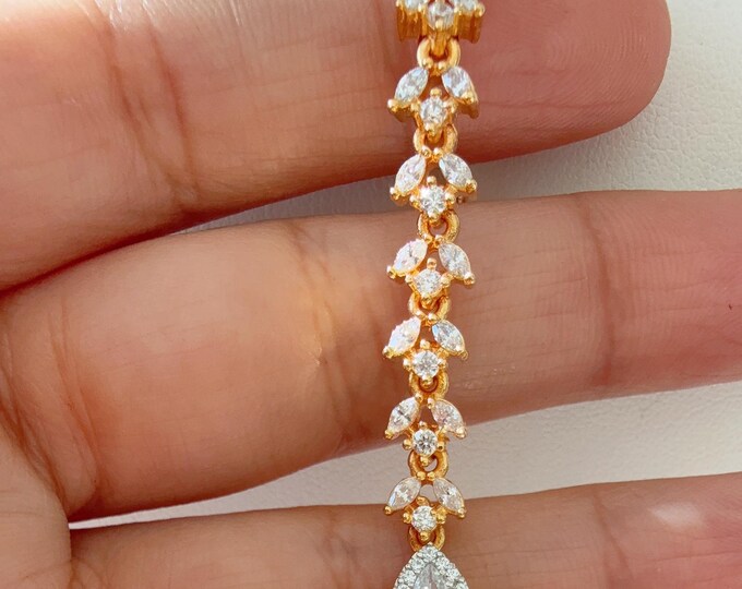 American Diamond 2 Tone green Maang tikka/ Indian Wedding Jewelry/ Pakistani Jewelry/ Matha patti/ Indian forehead jewelry/Indian Jewelry