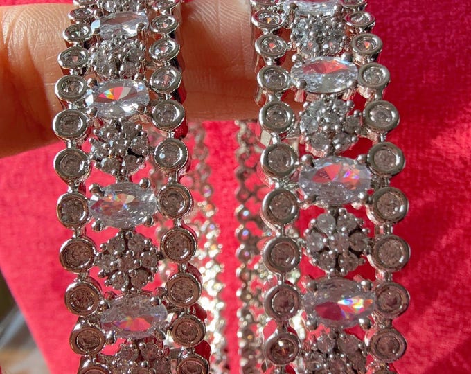 Silver  American diamond bangle/ Cz stone kada / Indian bangles/Indian Jewelry /bridal jewelry/Diamond bracelet