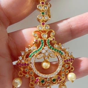 American Diamond gold Maang tikka/ Indian Wedding Jewelry/ Pakistani Jewelry/ Matha patti/ Indian forehead jewelry/Indian Jewelry