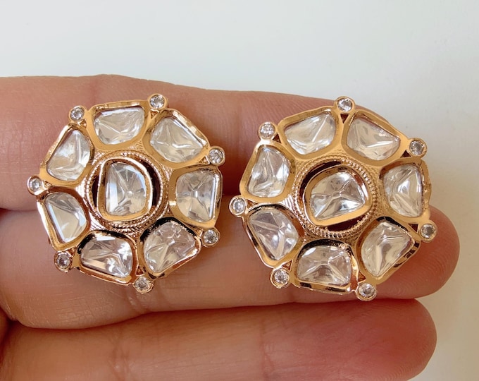 Moissanite  Kundan Studs /Indian Jewelry /Moissanite Kundan Stud Earrings/Kundan Stud Earrings/Cz Studs/Diamond Studs