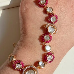 Moissanite diamond  Hathphool /Ruby hand harness/Indian Jewelry/Hand Jewelry/single Haath phool/Hathh Panja