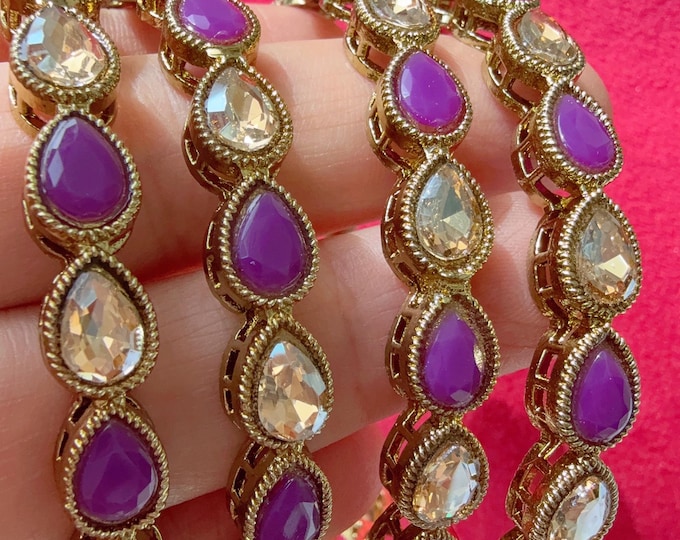 Polki Kundan antique finish Blue Bangles Set(4 Pc) /Indian Jewelry/Polki Kundan Gold Finish Punjabi bangles/Wedding and party wear bangles