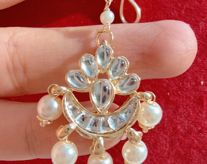 Chand Maang tikka/ Kundan Tikka/ Indian Jewelry/ Indian Wedding Jewelry/ Pakistani Jewelry/Indian forehead jewelry/ Jhoomer/ Matha patti/