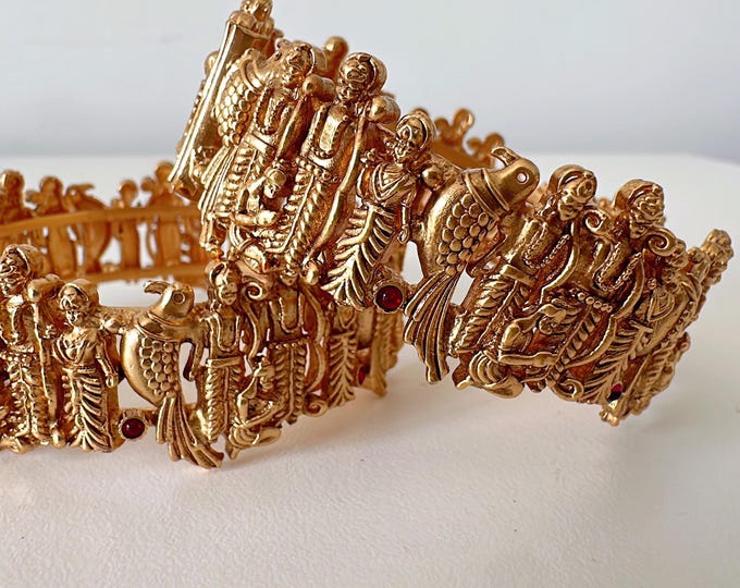 Ram Parivar Ruby  kada /Antique gold Kada/Kundan bridal bangles set/Gold Kada/Indian bangles Bracelets