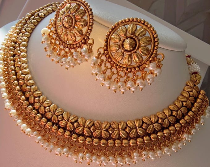 1 Gram gold choker/Antique Gold Necklace/guttapusalu necklace /temple jewelry//Amrapali necklace/ South Indian jewelry