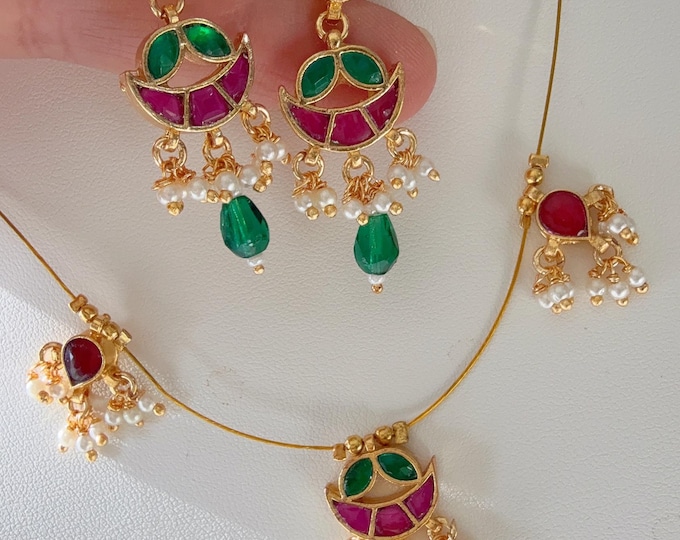 Pachi Kundan Lotus Kundan Jadau Invisible Necklace /Jadau kemp stone Invisible choker Necklace/Kundan Jadau Invisible Necklace /