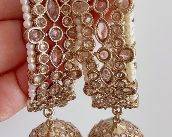 Indian jhumka Antique gold Bangles  kada pair/ Bridal silver kada Bangle set/Gold Plated Wedding Bangles/Mix n Match bangles/Indian jewelry