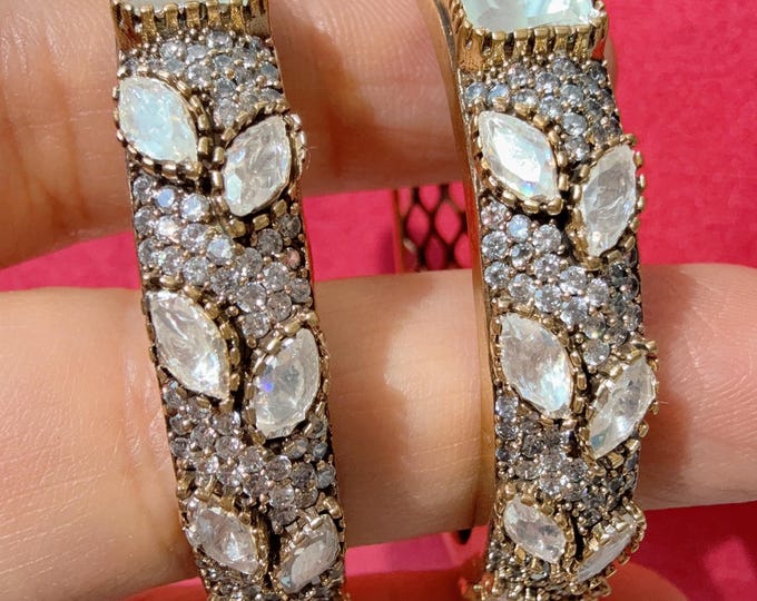 Sabyasachi-Inspired Moissanite kundan bali Earrings/ Statement Jewelry/ Moissanite Polki  hoops Earrings/Moissanite Round Hoop Earrings