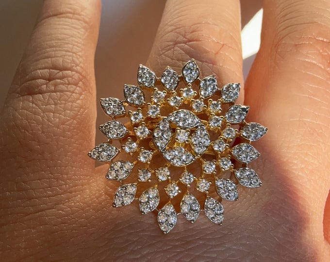 2 tone diamond  diamond ring /Adjustable Ring/ Indian Ring/2 tone gold  Indian Jewelry/Indian Wedding jewelry/bridal accessories