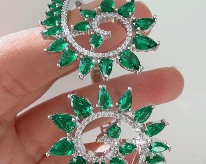 American diamond emerald   bracelet bangle/Cz stone  diamond Indian bangles/Indian Jewelry /bridal jewelry/Cubic zirconia green Kada