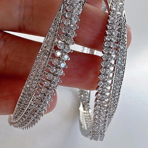 Rhodium Silver American Diamond Bangle/ /american Diamond Bangles