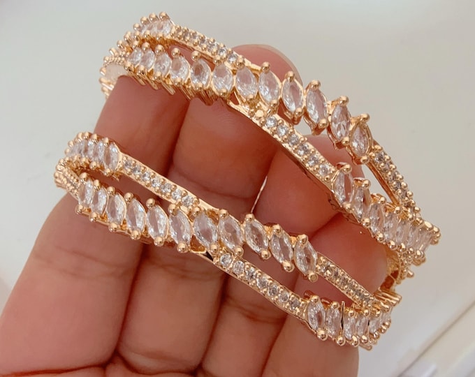 Gold American diamond bangle next to real / Gold diamond bangles /gold diamond bracelet/Indian bangles/Indian Jewelry