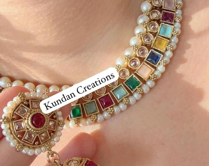 Antique Polki Kundan Multi necklace Set/Kundan Choker/bridal necklace/Indian wedding jewelry/Bridal necklace set/Multi wedding Necklace