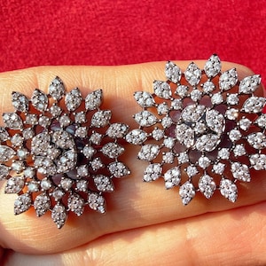 Zirkonia schwarze Ohrstecker / Diamant CZ viktorianische schwarze poliert Diamant Ohrstecker / indische Ohrstecker / indische Schmuck / Diamant Ohrstecker /