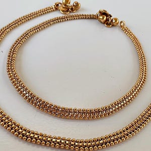 Indian gold  Payal Pair /Indian Anklets/ Gold Anklet  Payal/Bridal anklet/ Payal/ Panjeb/ Indian Jewelry/ gold plated payal pair