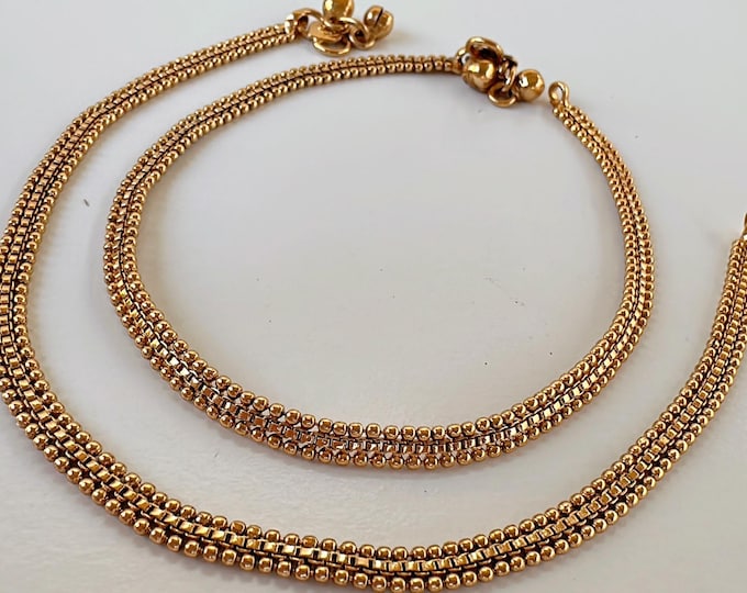 Indian gold  Payal Pair /Indian Anklets/ Gold Anklet  Payal/Bridal anklet/ Payal/ Panjeb/ Indian Jewelry/ gold plated payal pair