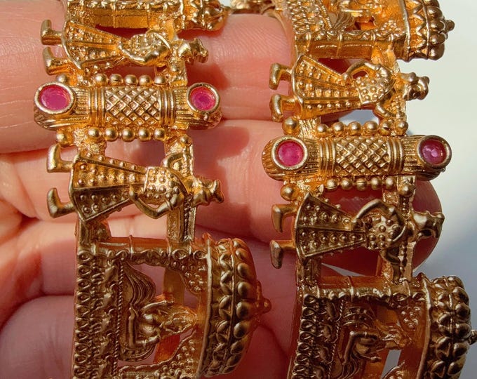 Openable Rajwadi Doli baraat kada  /Antique gold Kada/Kundan bridal Kada /Gold Kada/Indian bangles /Indian Wedding jewelry