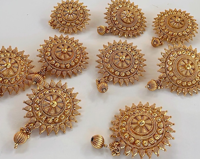 Hair Choti With 9 Flower's Jada Set/Gold Plated Hair Brooch/Hair choti Accessory for Women/Wedding Bridal Jewelry 9 Piece