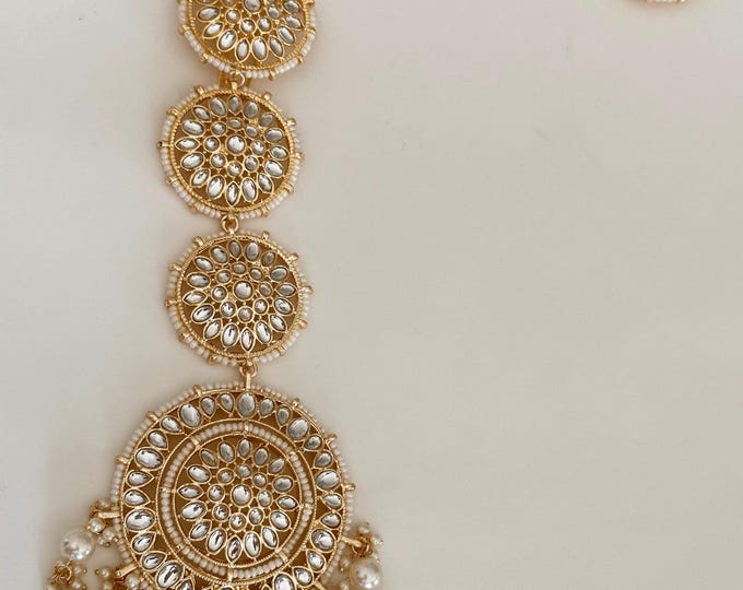 Kundan Braid choti/Indian bridal choti/Indian Bridal Jewelry/Bridal Matha Patti/Kundan hair accessory/Kundan hair accessories