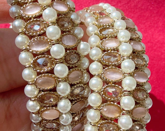 Baby Pink  Kundan Polki Bangles kada pair/Polki Kundan antique finish Bridal bangles /Indian Jewelry//Baby pink Kundan Kangan