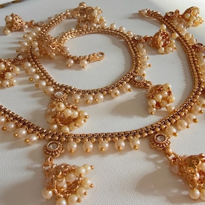 Indian gold  jhumka Payal Pair /Indian Anklets/ Gold Anklet  Payal/Bridal anklet/ Payal/ Panjeb/ Indian Jewelry/ gold plated payal pair